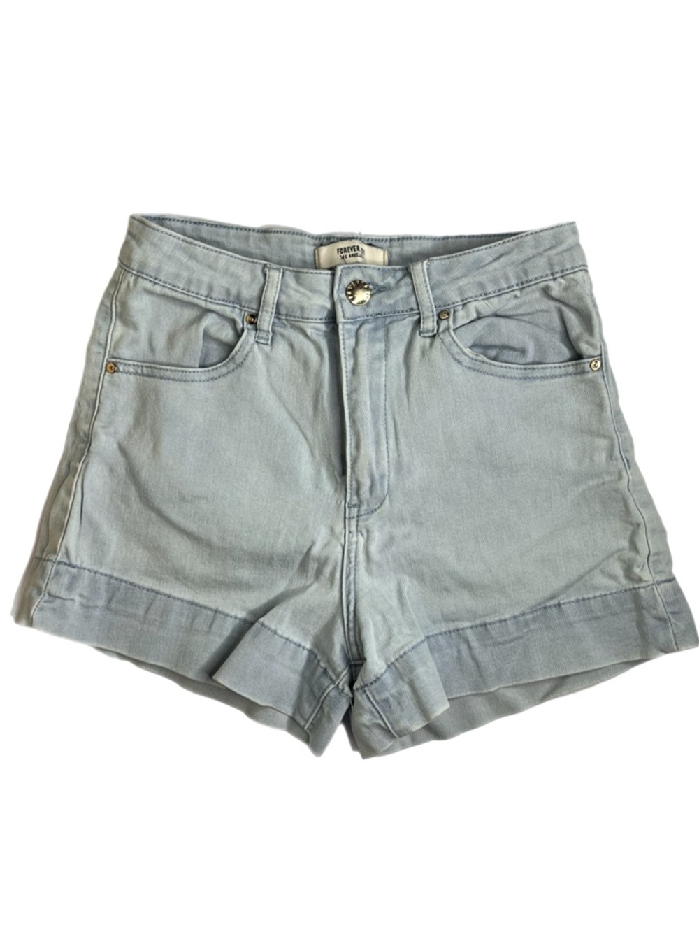 Forever 21 Light Wash High-Rise Denim Shorts